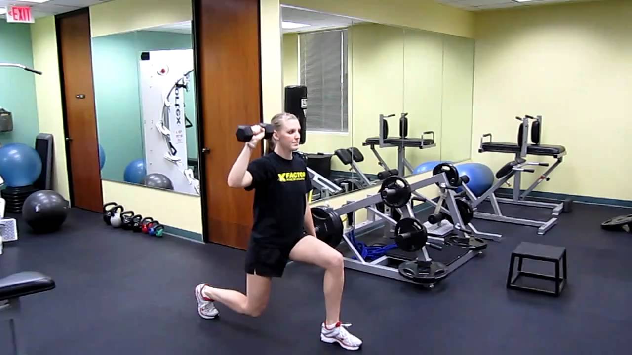 Lunge to a Single Arm Overhead Press - YouTube