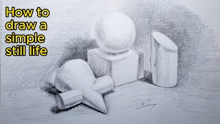 Pencil still life composition drawing and toning
