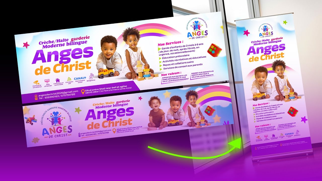 Comment Redimensionner un flyer en format ROLL UP sur photoshop 2025 || Atelier pratique photoshop