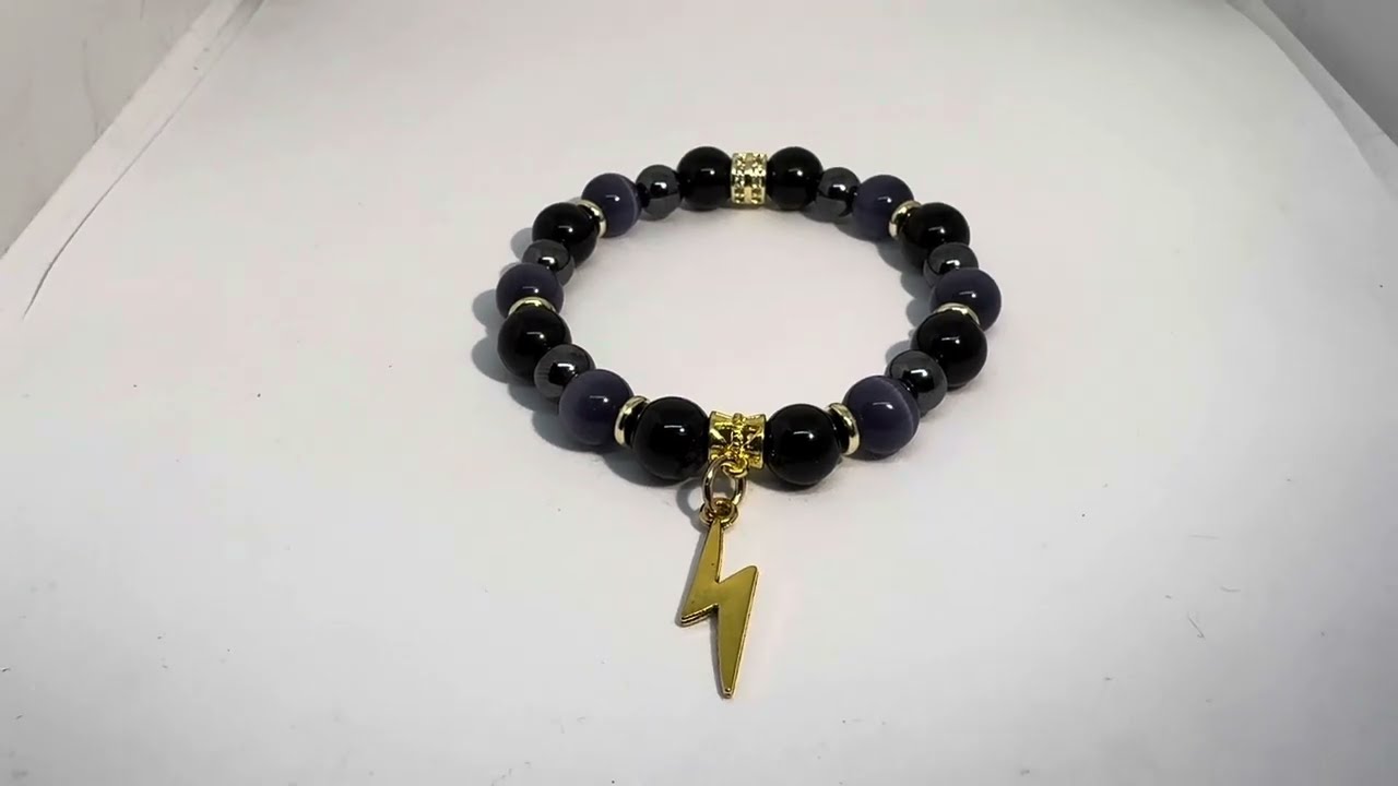 Make Custom Jewelry with Me| Black Onyx & Hematite   Lightning bolt ⚡️ bracelet !