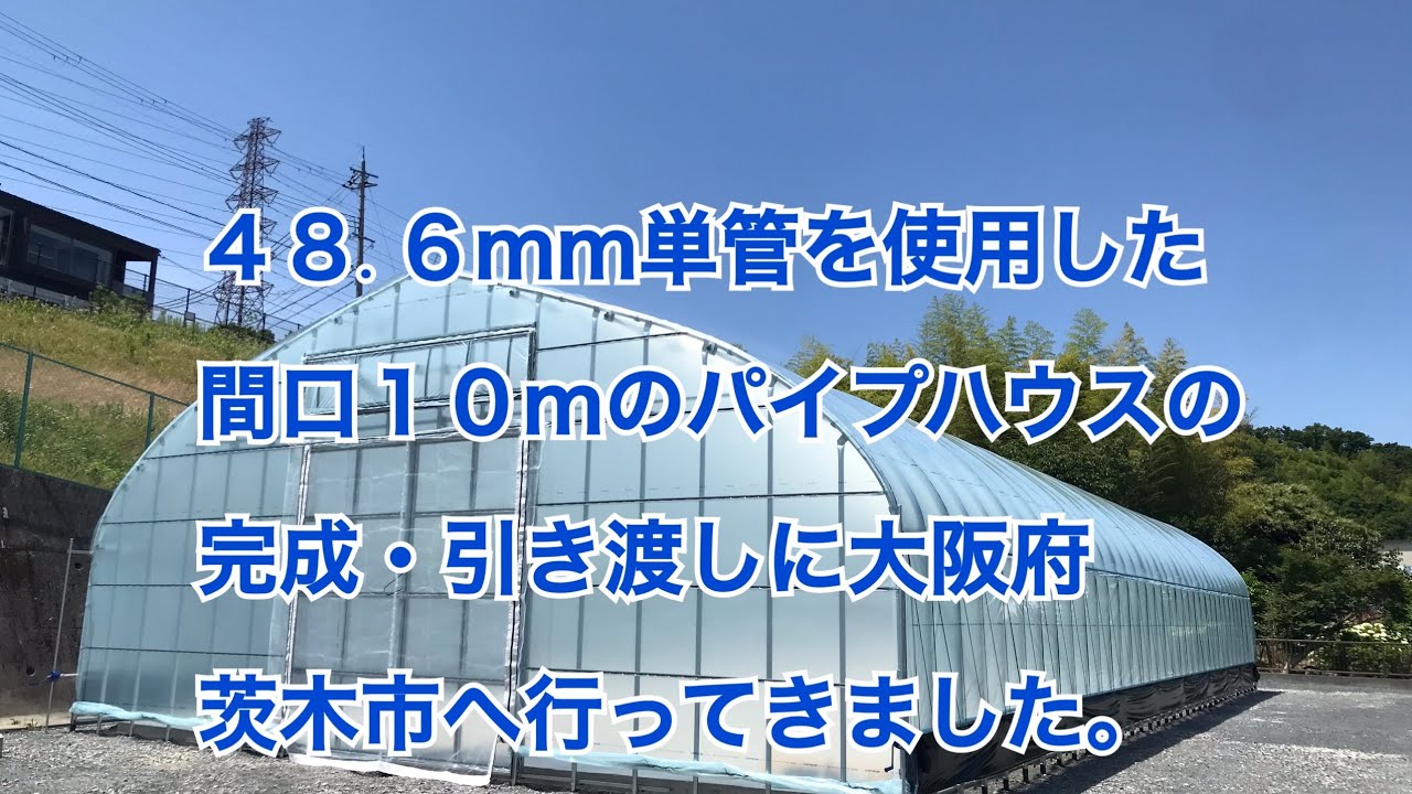 48.6mm単管パイプを使用した間口10mのパイプハウスの完成引渡しに大阪