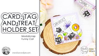 Birthday Card, Tag and Treat Holder Set | ModaScrap Funny Cat