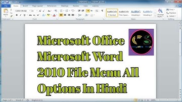 Microsoft word 2010 File Menu All Options.