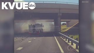 Dashcam video shows semi-trailer hit SH 29 bridge over I-35 in Georgetown