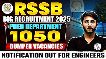RSSB Recruitment 2025 | RSSB PHED Recruitment 2025 🔥| 1050 Bumper Vacancies for Engineers