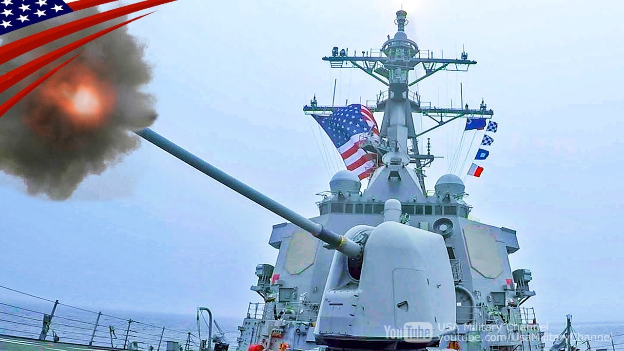 5-inch Naval Gun Fires at Maximum Fire Rate (20 Rounds & 13 Rounds) 5-inch Naval Gun Fires at Maximum Fire Rate (20 Rounds & 13 Rounds)