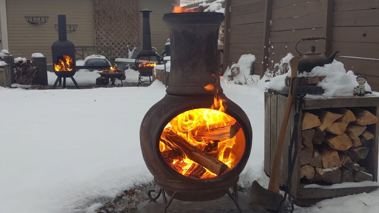 Relaxing Yule Log Firepit Campfire 🔥 | 4K UHD Crackling Chiminea Holiday Fireplace 4 Hours No Music