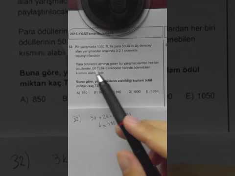 SORU-32 Oran Orantı --- 2016-YGS Matematik