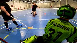 Floorball goalie saves 35