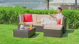 Walsunny 5-Piece Patio Furniture Set with Ottoman Style Comfort Flexibility Outdoors