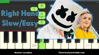 Marshmello & Anne-Marie Friends Right Hand, Slow, Easy Piano Tutorial chords
