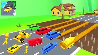 Monster Trucks Potholes Flatbed Long Trailer Truck Car Rescue - Cars vs Deep Water - BeamNG.drive