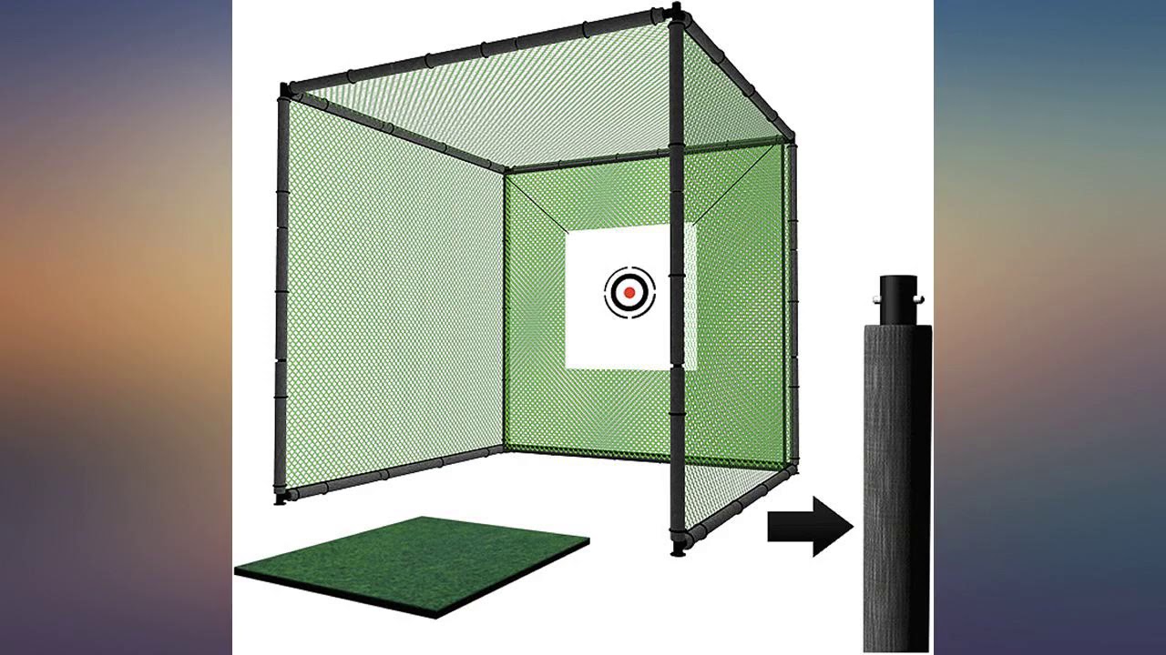 YUNIC Sport Steel Metal Golf Cage (10ft x 10ft x 10ft) with Hitting ...