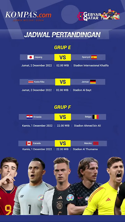 Jadwal Pertandingan Grup E dan F Piala Dunia, Kamis 01 Desember 2022