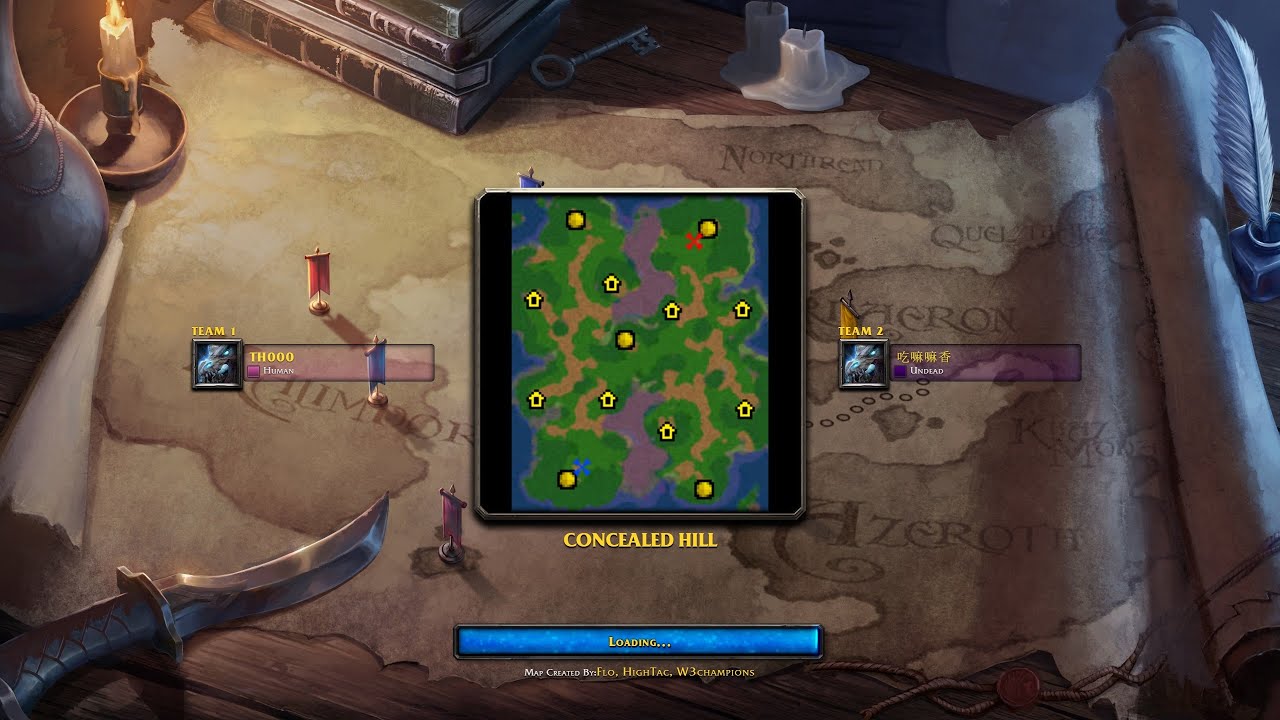Три героя против одного Архимага. TH000 (HUM) vs Mango (UD) (Concealed Hill)