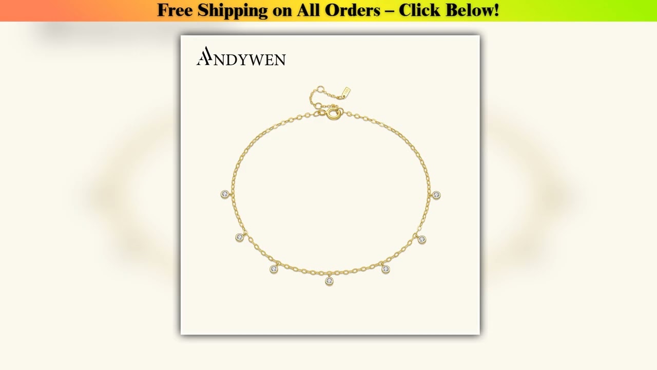 ANDYWEN 925 Sterling Silver Zircon Charm Anklet Foot Chains CZ Gold Slim 2022 Women Party Wedding J
