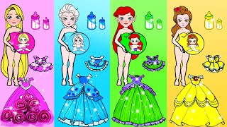 Trucos Y Manualidades Para Muñecas De Papel - Vestido De Fiesta De Madre E Hija De Princesa Disney