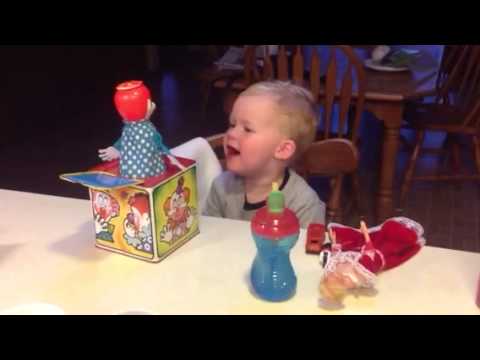 Baby scared by Jack in the box - YouTube