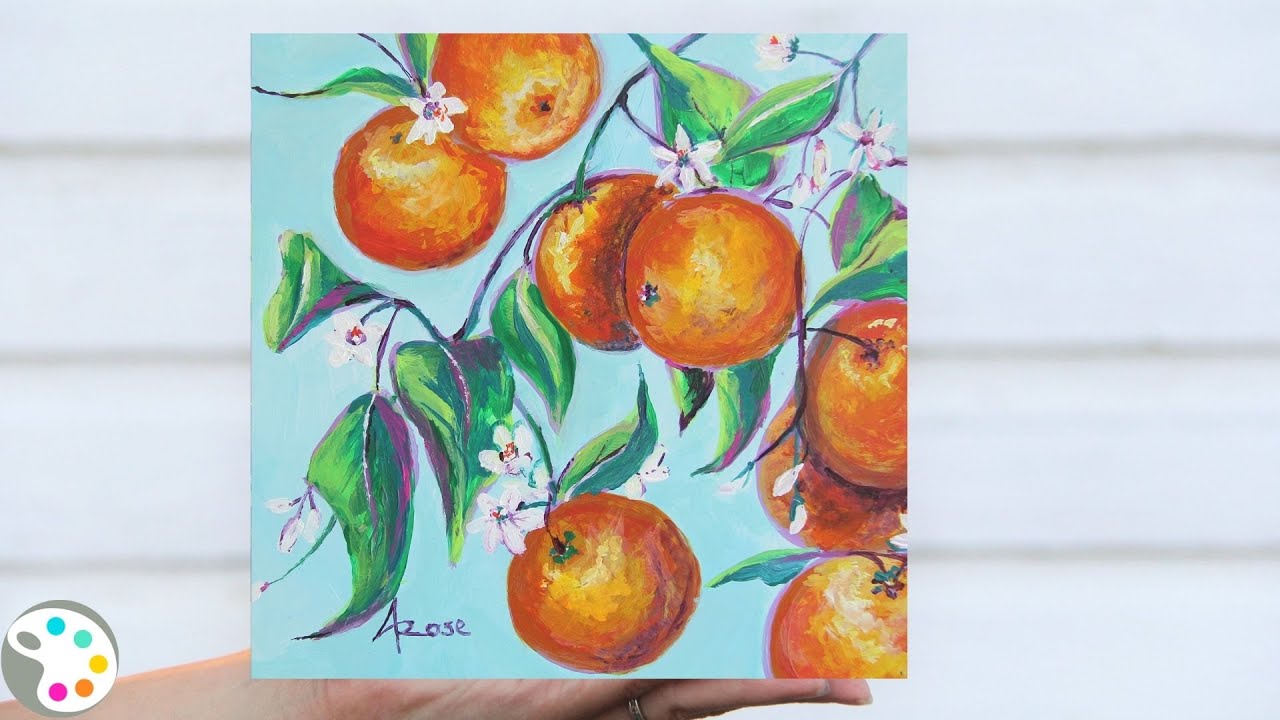 Citrus Orange Painting / Acrylic Painting / Step-by-Step Tutorial 