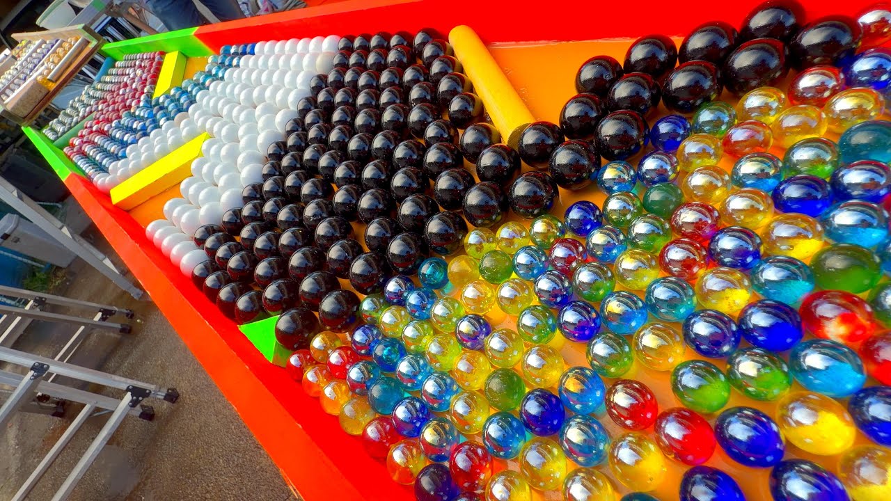 Marble Run 4-Level Open Course ⭐ Marble Rainbow Color Slope Healing