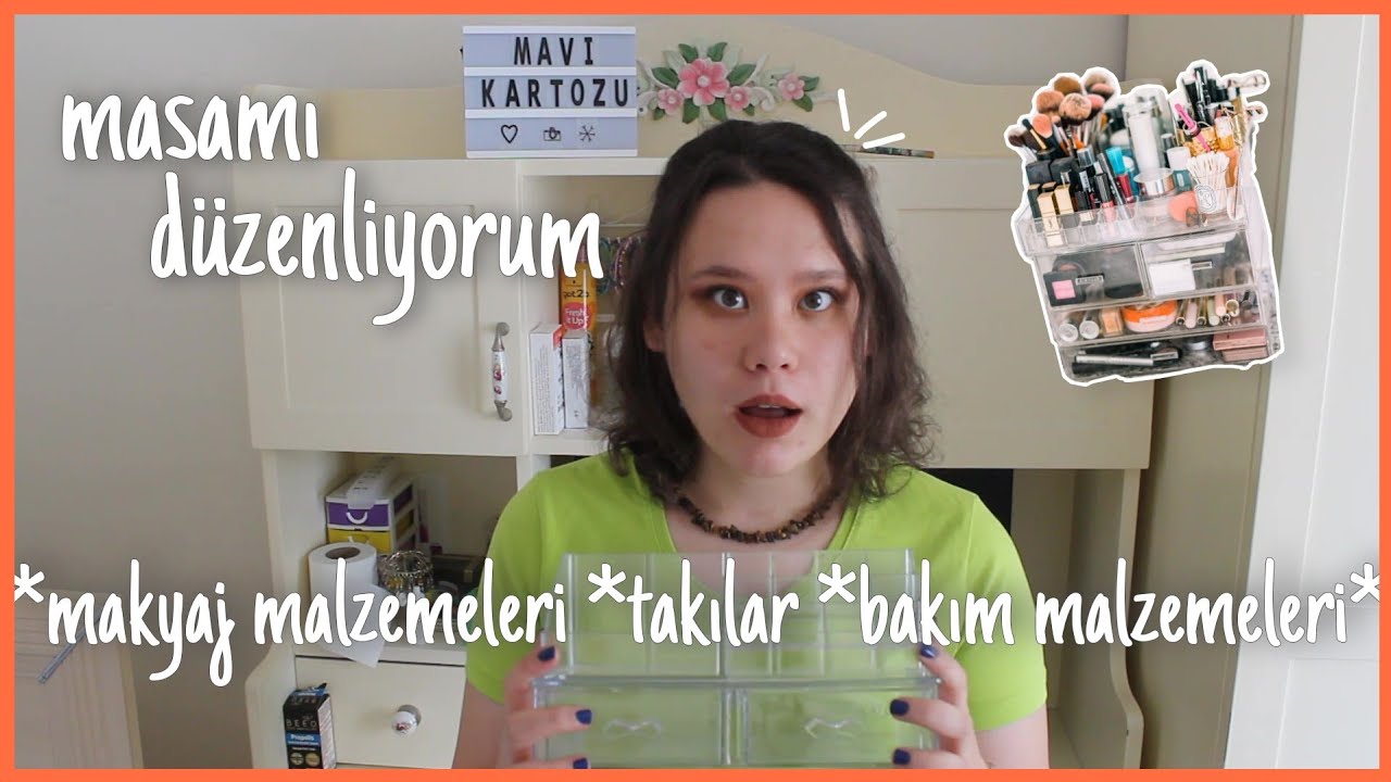 masamı düzenliyorum! | makyaj malzemeleri, takılar ve bir sürü şey