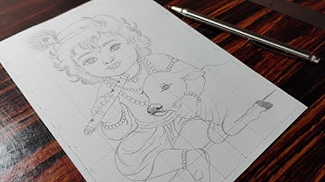 How To Draw Krishna,  janmashtami Drawing,  Krishna Drawing,  Outline Tutorial,  Step By Step 😍 