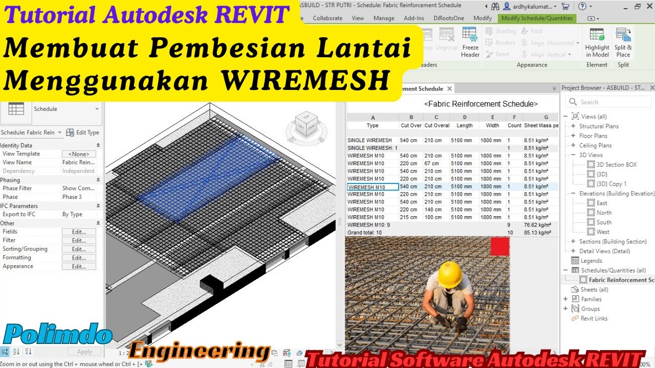 Учебное пособие по Autodesk REVIT — создание армирования пола с помощью WireMesh
