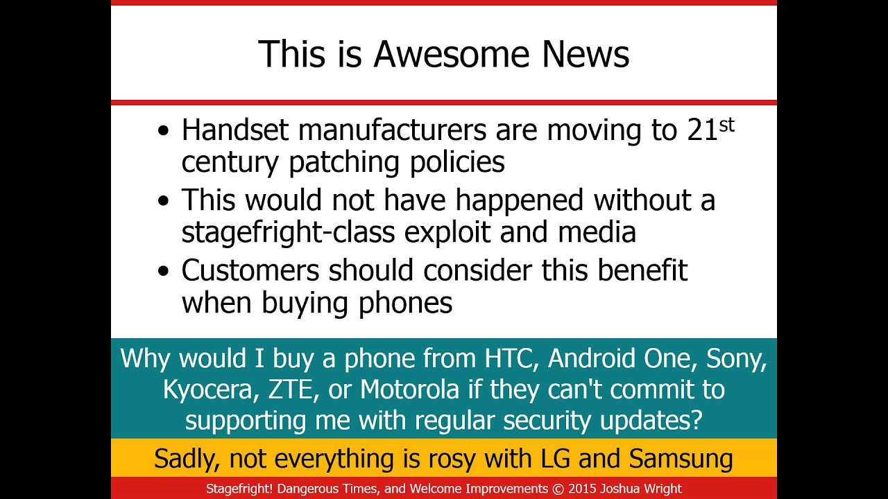 SANS Webcast: Everything you need to know about STAGEFRIGHT, by Joshua Wright