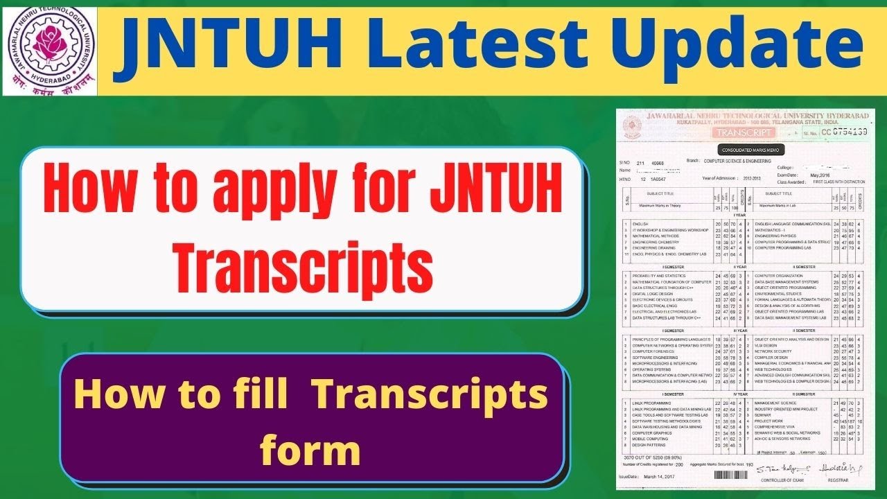 How To Apply For Jntuh Transcripts|| How To Fill Jntu Transcript Form||How To Get Jntu Transcripts