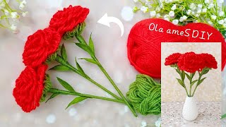 It's so Beautiful  Superb Rose Flower Making Idea with Yarn  You will Love It  DIY Woolen Roses