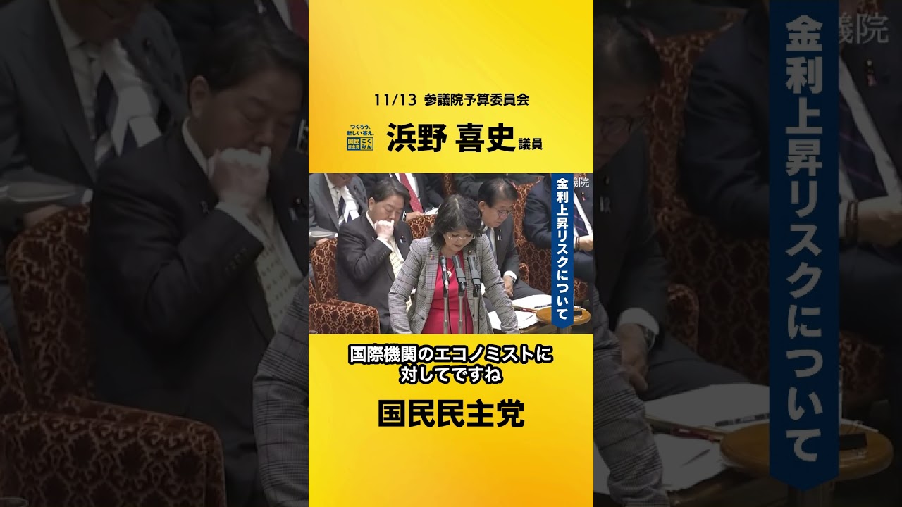 金利上昇リスクは？ #国民民主党 #浜野よしふみ #参議院予算委員会