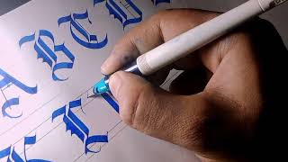 Gothic Calligraphy Alphabet : M (using pilot parallel pen) | Learn Blackletter Calligraphy 
