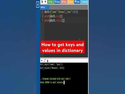 how to get keys ,values in dictionary with keys, values methods class6 ...