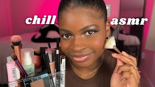 ASMR Doing My Simple Makeup ✨ (minimal talking, layered sounds, black girl edition)