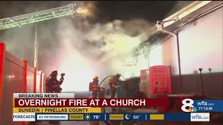 Crews battle 3-alarm fire at Dunedin church