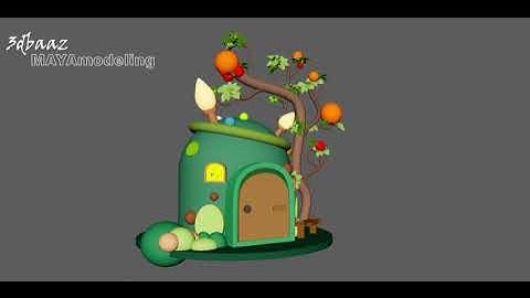 Stylized 3D Fantasy House Modeling in Maya | Art Showcase 💚