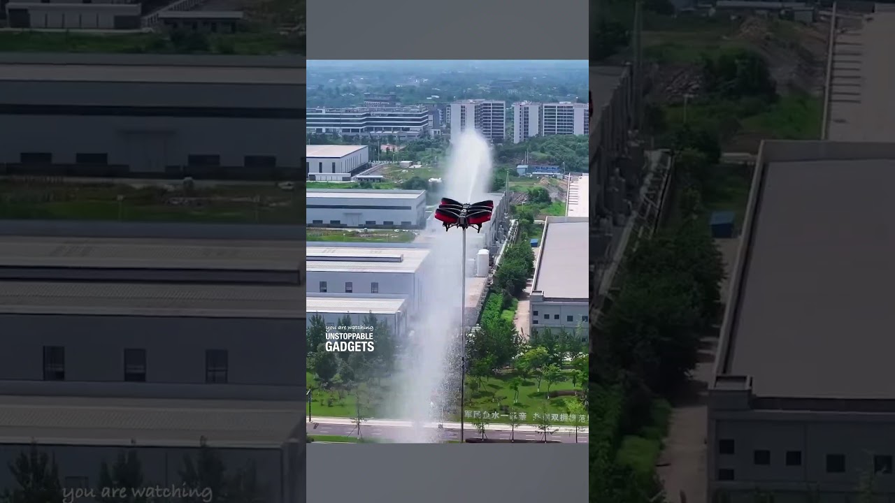 Этот дрон с вентилятором в воздуховоде помогает пожарным, работая сверху.