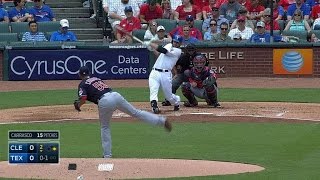 CLE@TEX: Rangers score on reviewed double, error