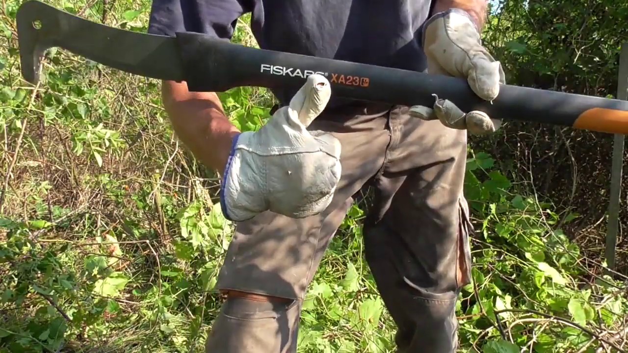 Fiskars XA23 Brush Hook / Brush Ax Versus A Rose Bramble