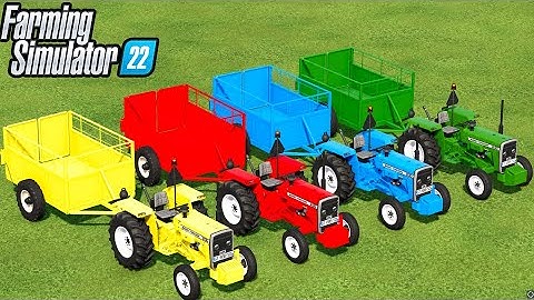 MINI TRACTORS OF COLORS! COW AND SHEEP TRANSPORTATION WITH MINI MASSEY FERGUSON TRACTORS! FS 22