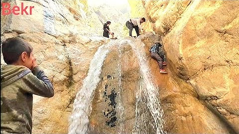 A dangerous path for nomads in a watery mountain|iran2023