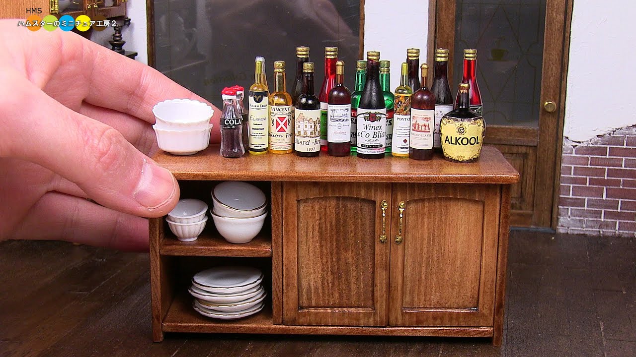 DIY Dollhouse items - Miniature Low Cupboard　ミニチュアローカップボード作り