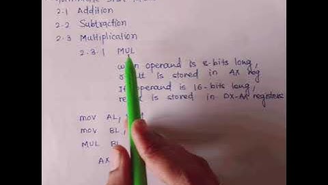 21.13 MUL multiplication arithmetic instruction in 8086