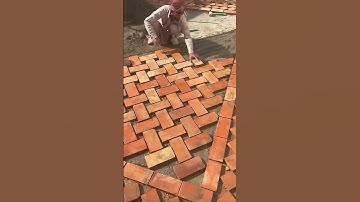 outdoor red brick installation process #construction #brick #popular #viralshorts #shorts