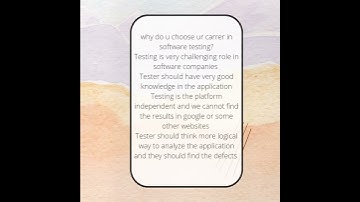 Why do you choose your career in software testing