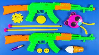 Realistic AK-47 Colorful Two Powerful Toy Gun & Laser show !Toy Plastic Spinner Sunglasses Ice Cream