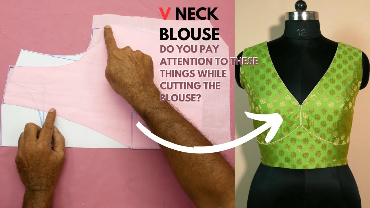 Do you pay attention to these things when cutting a blouse? V neck blouse cutting and stitching #98
