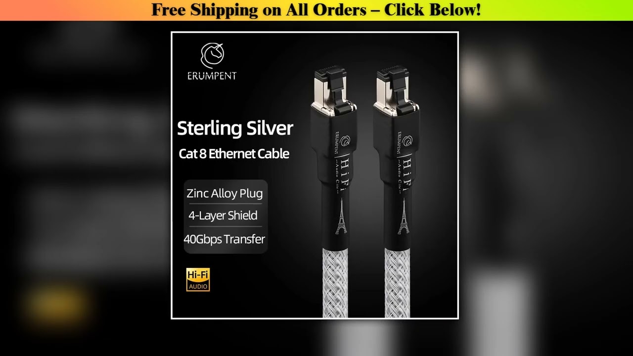 Hi-end CAT 8 Pure Silver Network Cable HiFi Audio Ethernet Cable High Speed 40Gbps 2000MHz RJ45