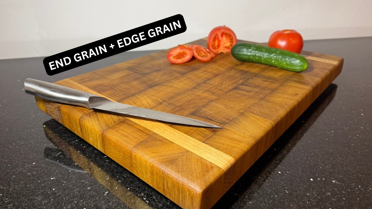 Building an end grain cutting board with Oak details