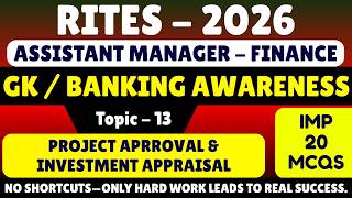 Project Aprroval &amp; Investment Appraisal MCQ | RITES Assistant Manager Banking MCQS PDF Notes 2026